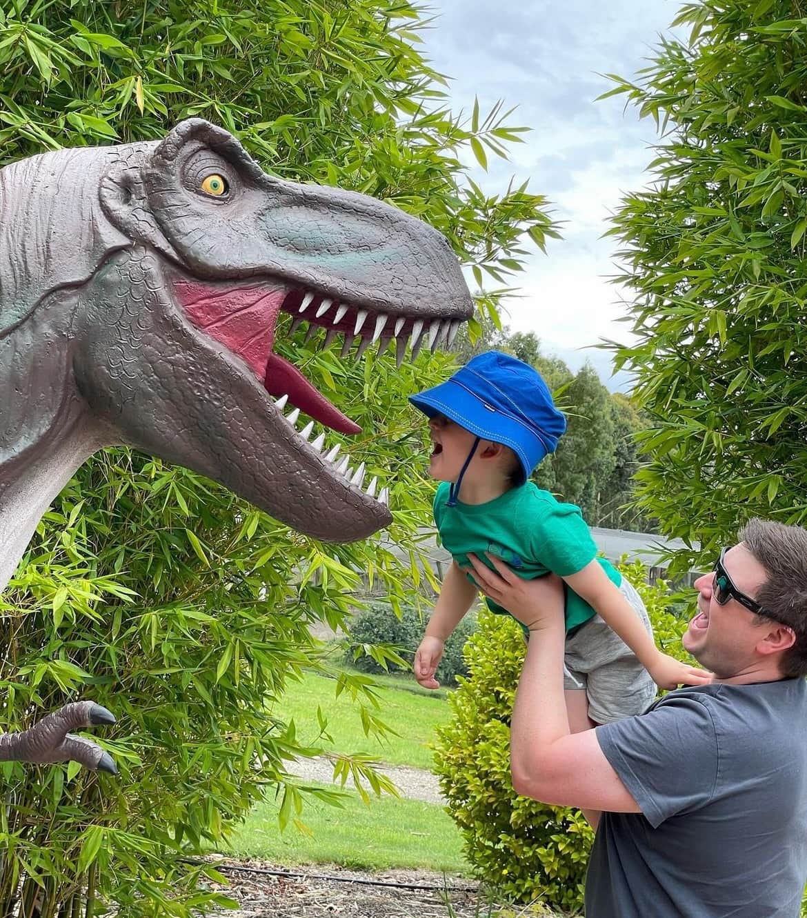 Easter Dinosaur Egg Hunt OBF child with T Rex