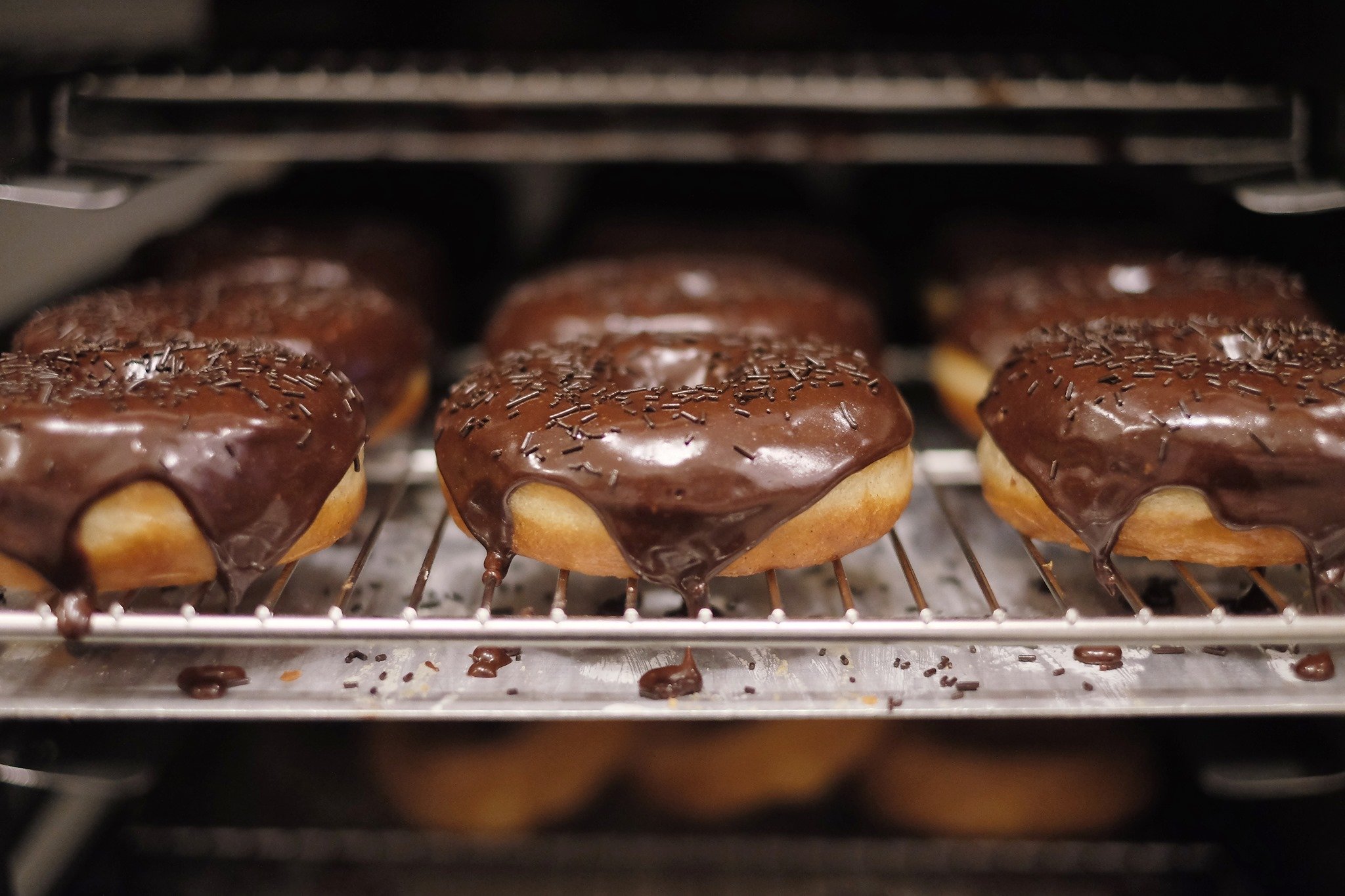 Shortstop Donuts in oven