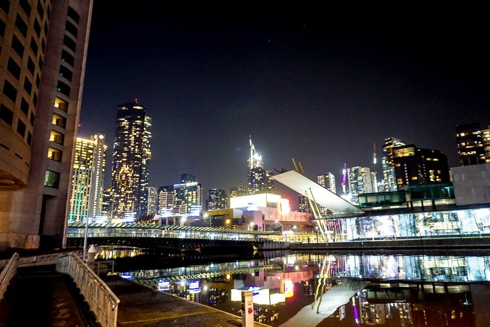 Wharf Hotel Melbourne Yarra River view night